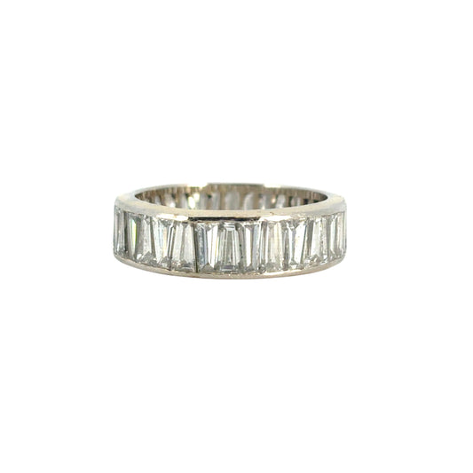 Vintage 14k White Gold Tapered Baguette Diamond Eternity Ring Band
