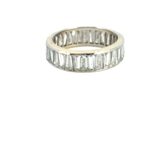 Vintage 14k White Gold Tapered Baguette Diamond Eternity Ring Band