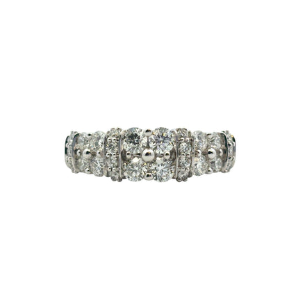 14k White Gold 2 Row approx. 1.43ctw Diamond Ring