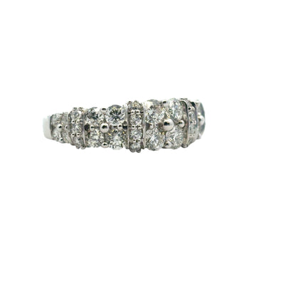 14k White Gold 2 Row approx. 1.43ctw Diamond Ring