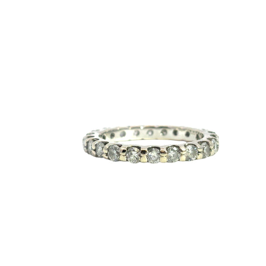 14k White Gold 1.1ctw Natural Round Diamond Engagement Wedding Eternity Band Ring