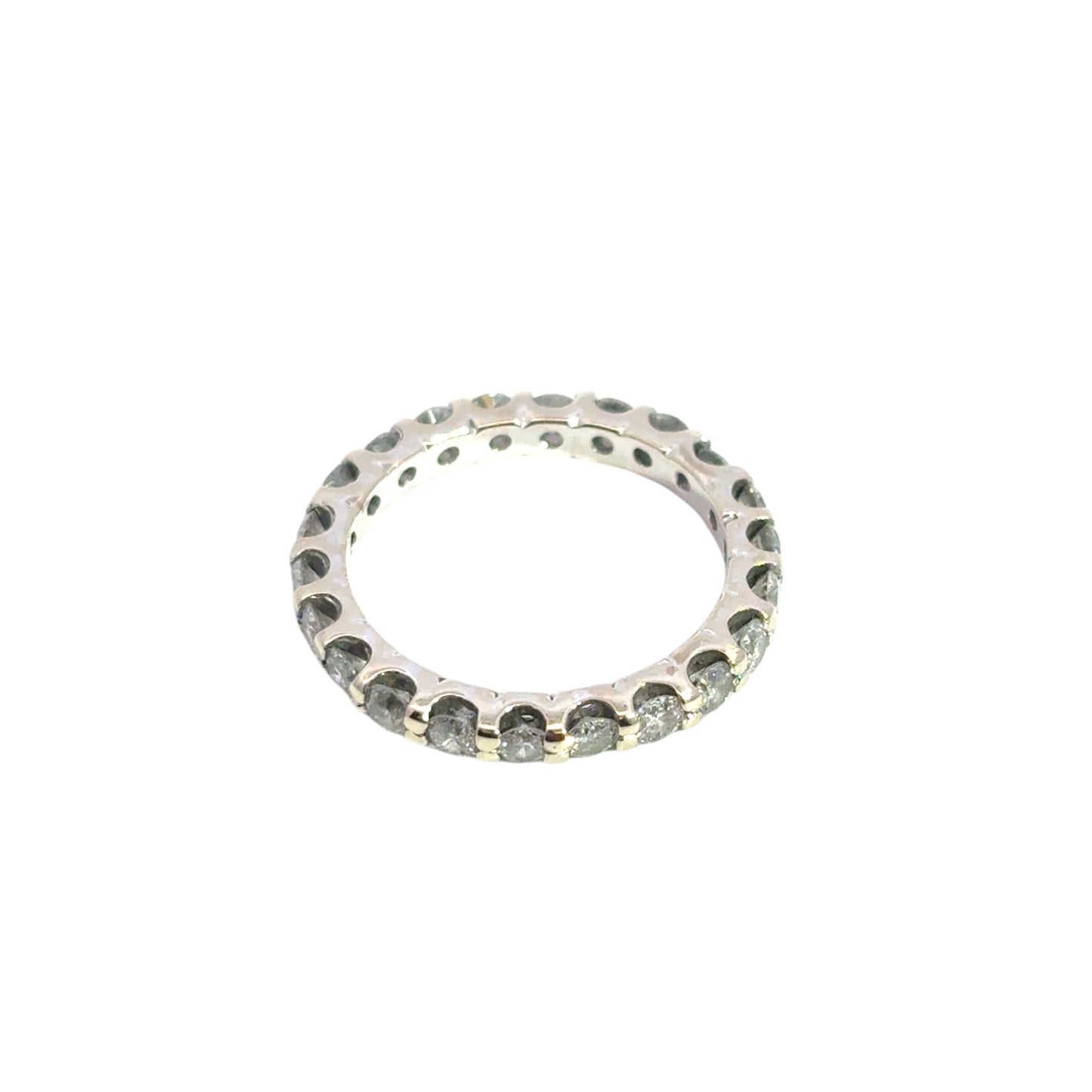 14k White Gold 1.1ctw Natural Round Diamond Engagement Wedding Eternity Band Ring