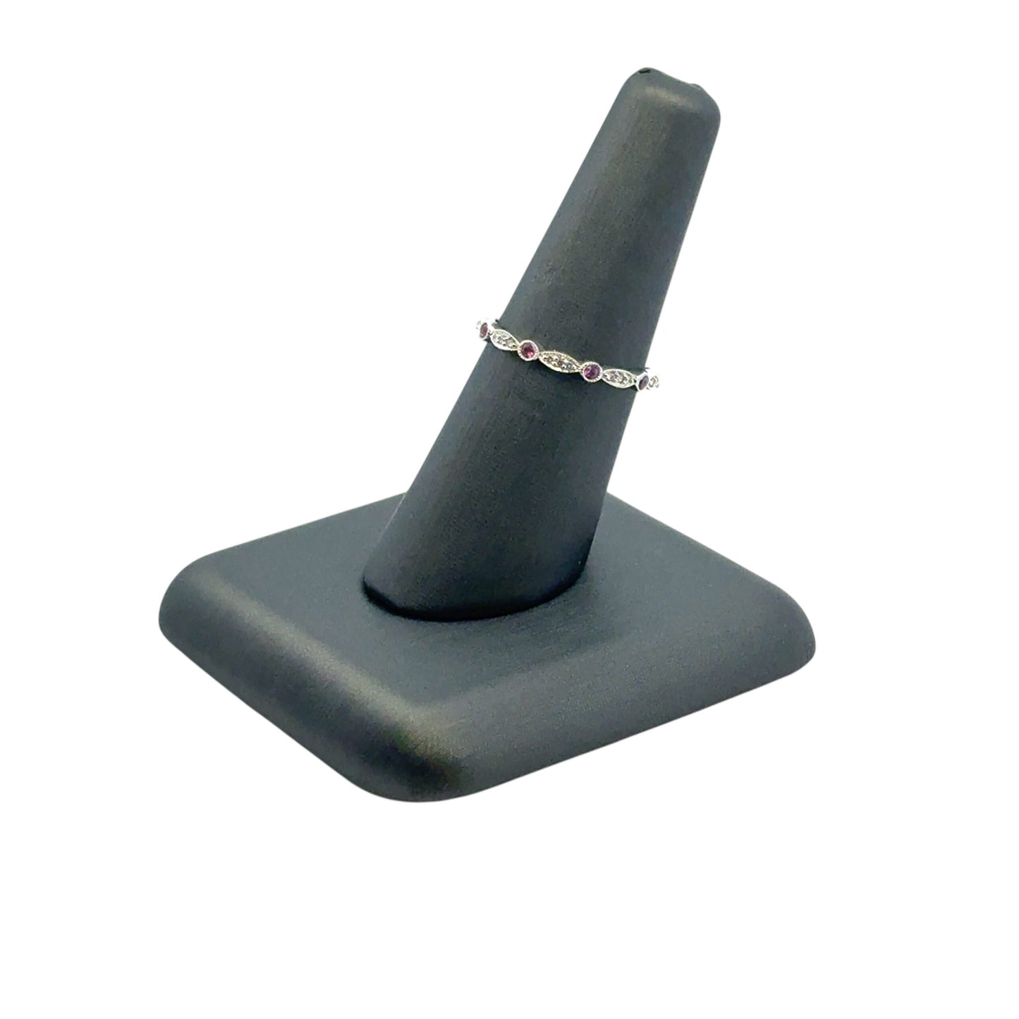 14k White Gold Stackable Pink Sapphire and Diamond Ring