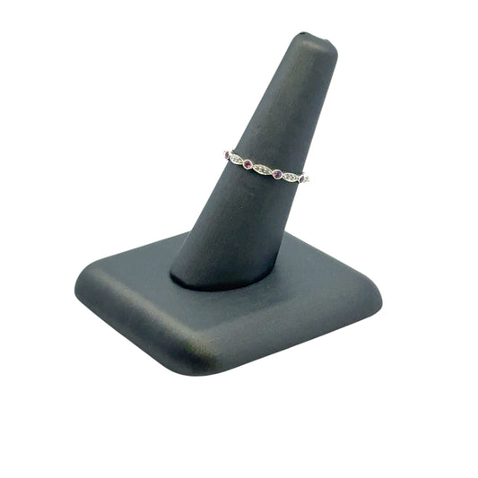 14k White Gold Stackable Pink Sapphire and Diamond Ring