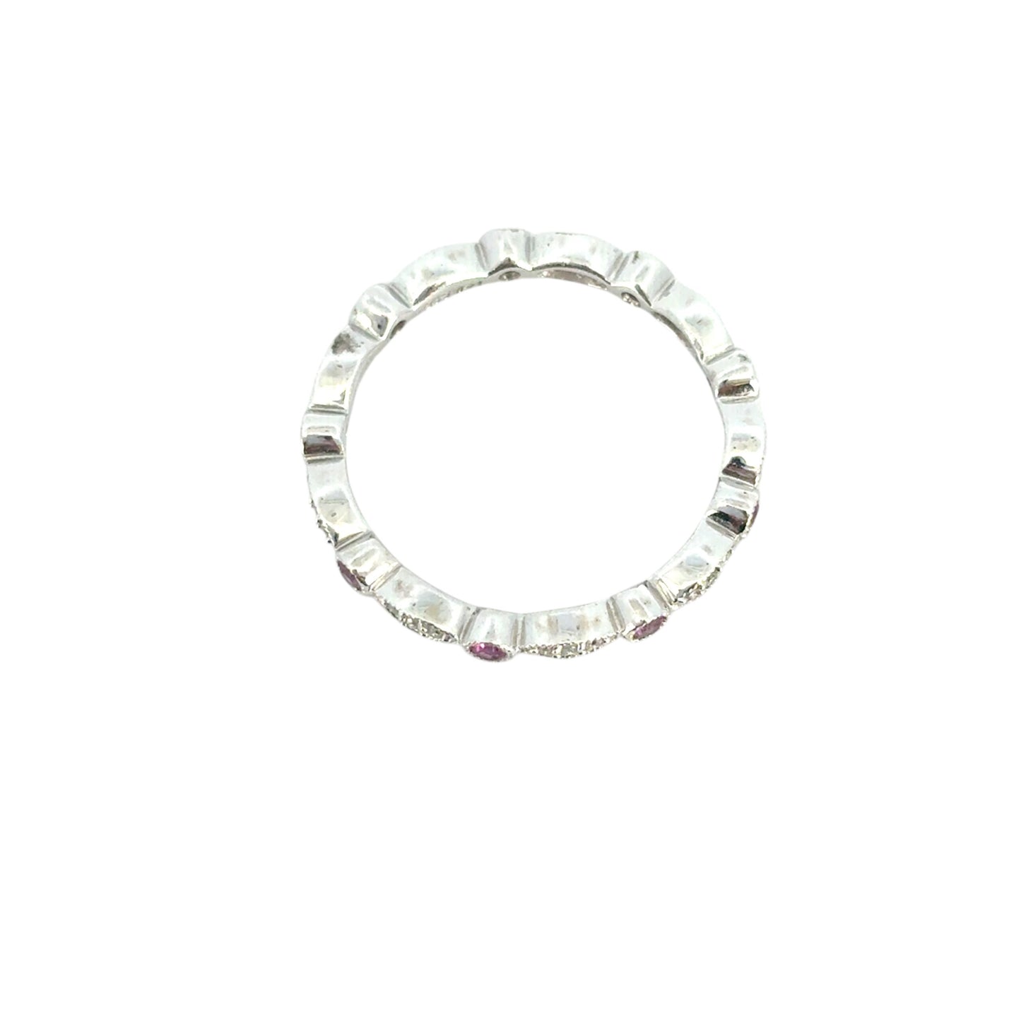 14k White Gold Stackable Pink Sapphire and Diamond Ring