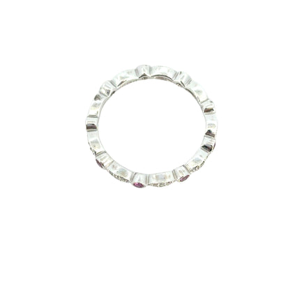 14k White Gold Stackable Pink Sapphire and Diamond Ring