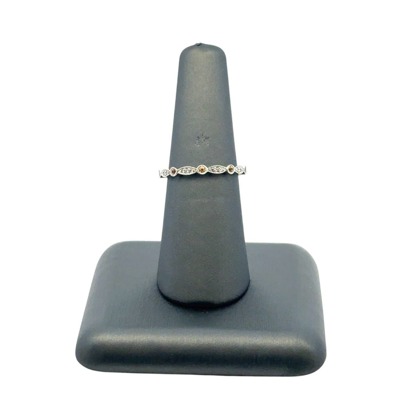 14k White Gold Stackable Yellow Sapphire and Diamond Ring