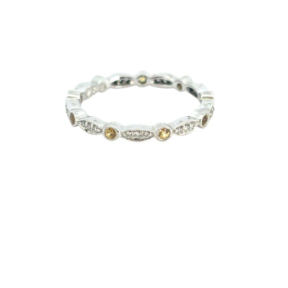 14k White Gold Stackable Yellow Sapphire and Diamond Ring
