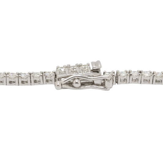 14k White Gold 4.65ctw Natural Round Brilliant Diamond Tennis Necklace