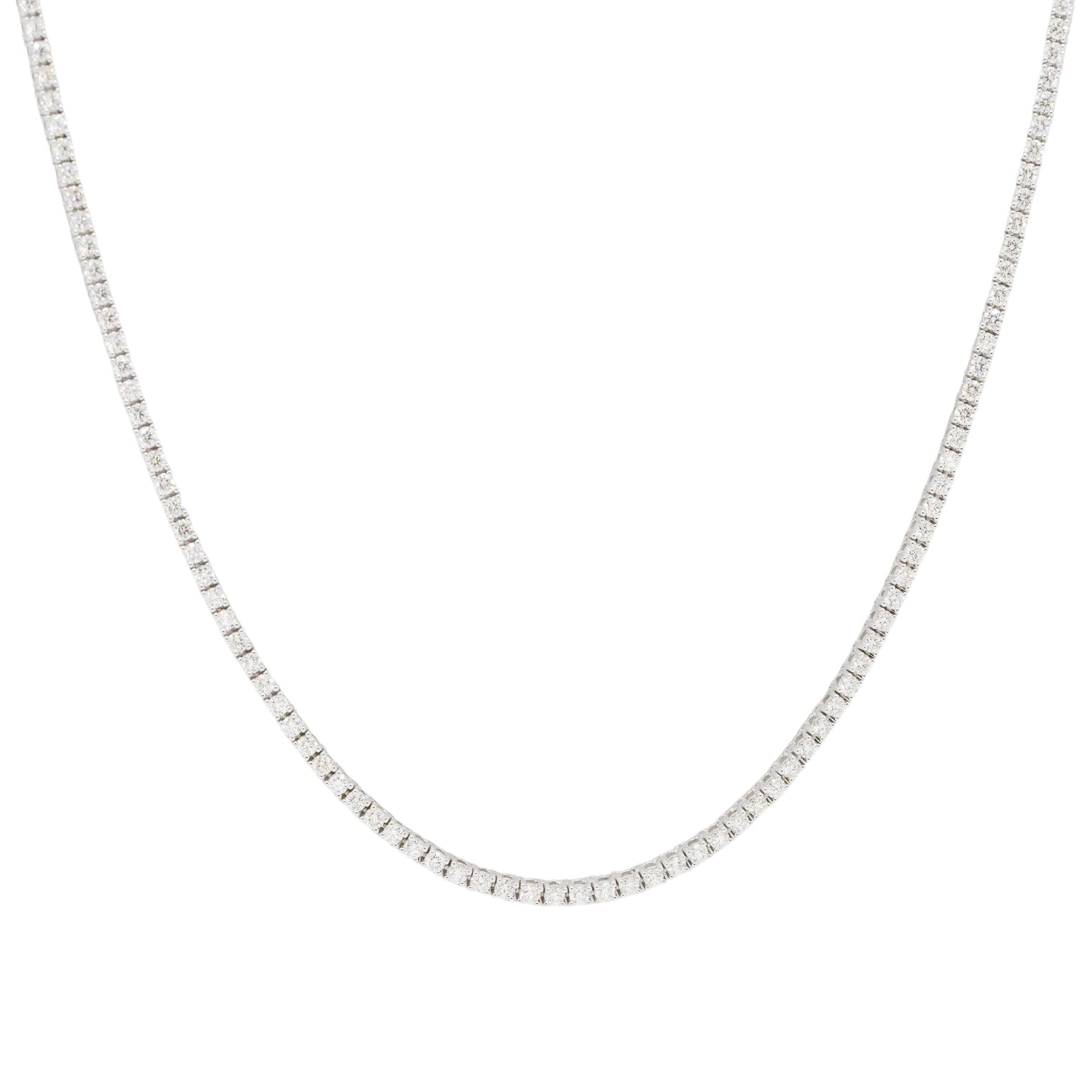 14k White Gold 4.65ctw Natural Round Brilliant Diamond Tennis Necklace