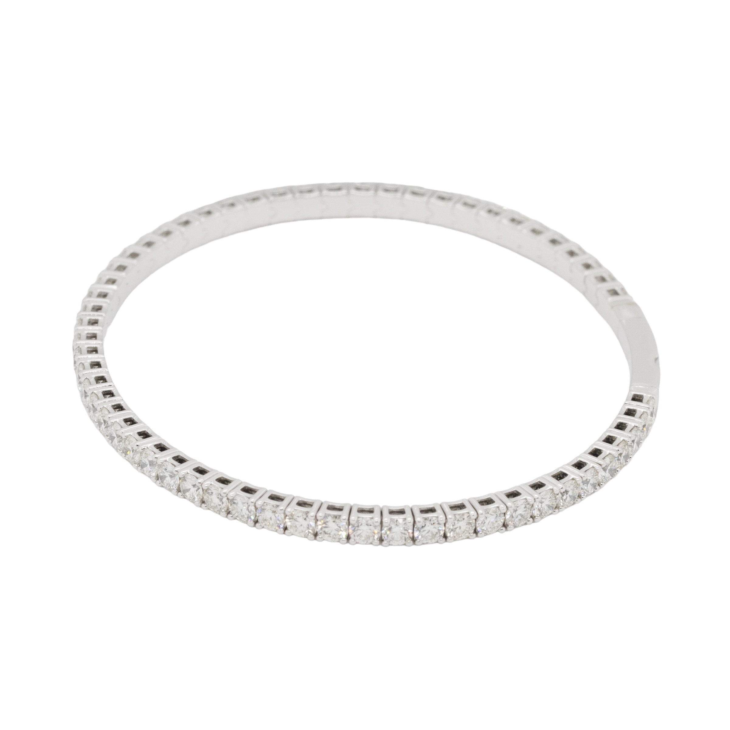 14k White Gold 4.75ctw Natural Diamond Tennis Stretch Style Bangle Bracelet