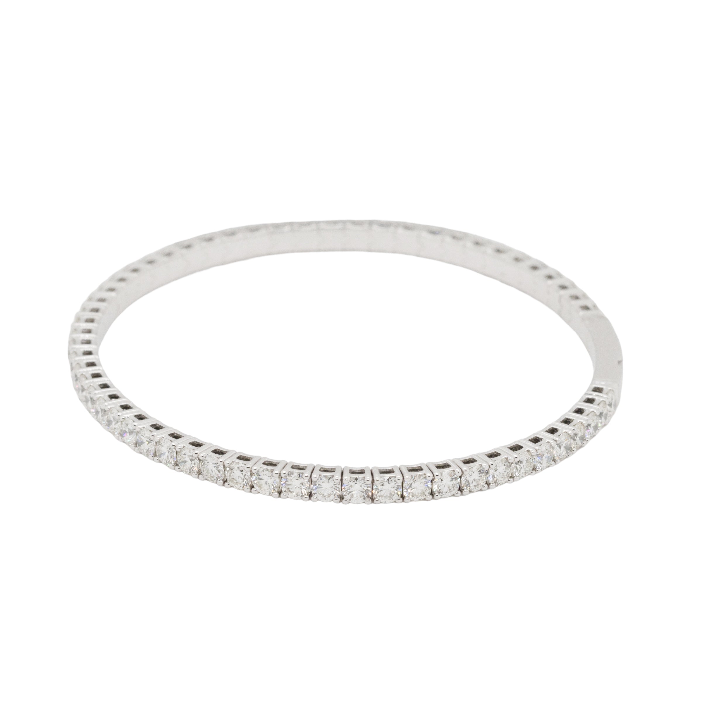 14k White Gold 4.75ctw Natural Diamond Tennis Stretch Style Bangle Bracelet