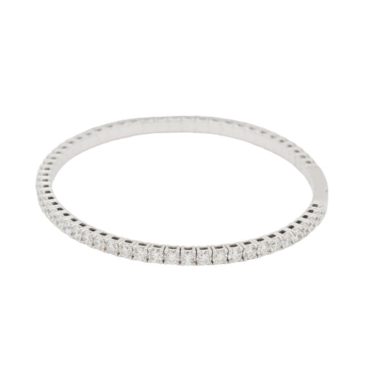 14k White Gold 4.75ctw Natural Diamond Tennis Stretch Style Bangle Bracelet