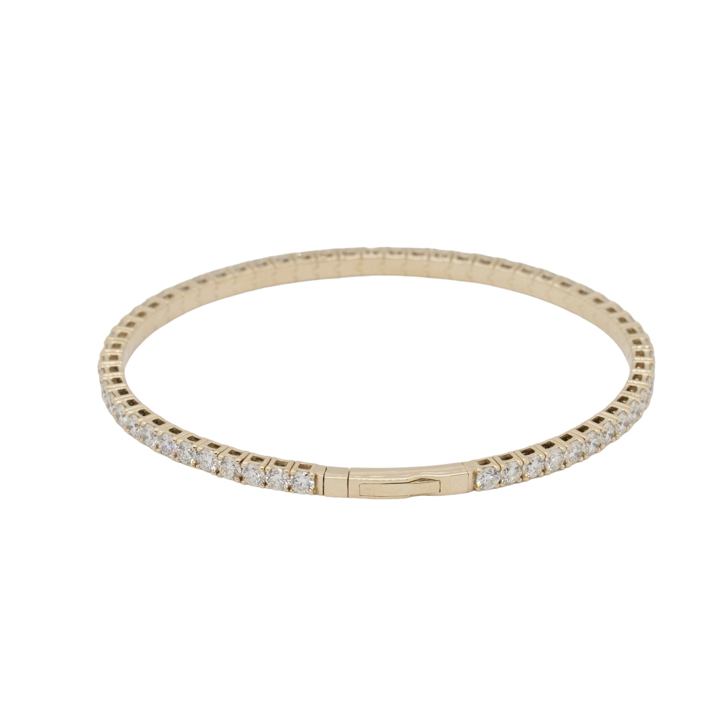 14k Yellow Gold 4.75 Natural Diamond Tennis Stretch Style Bangle Bracelet