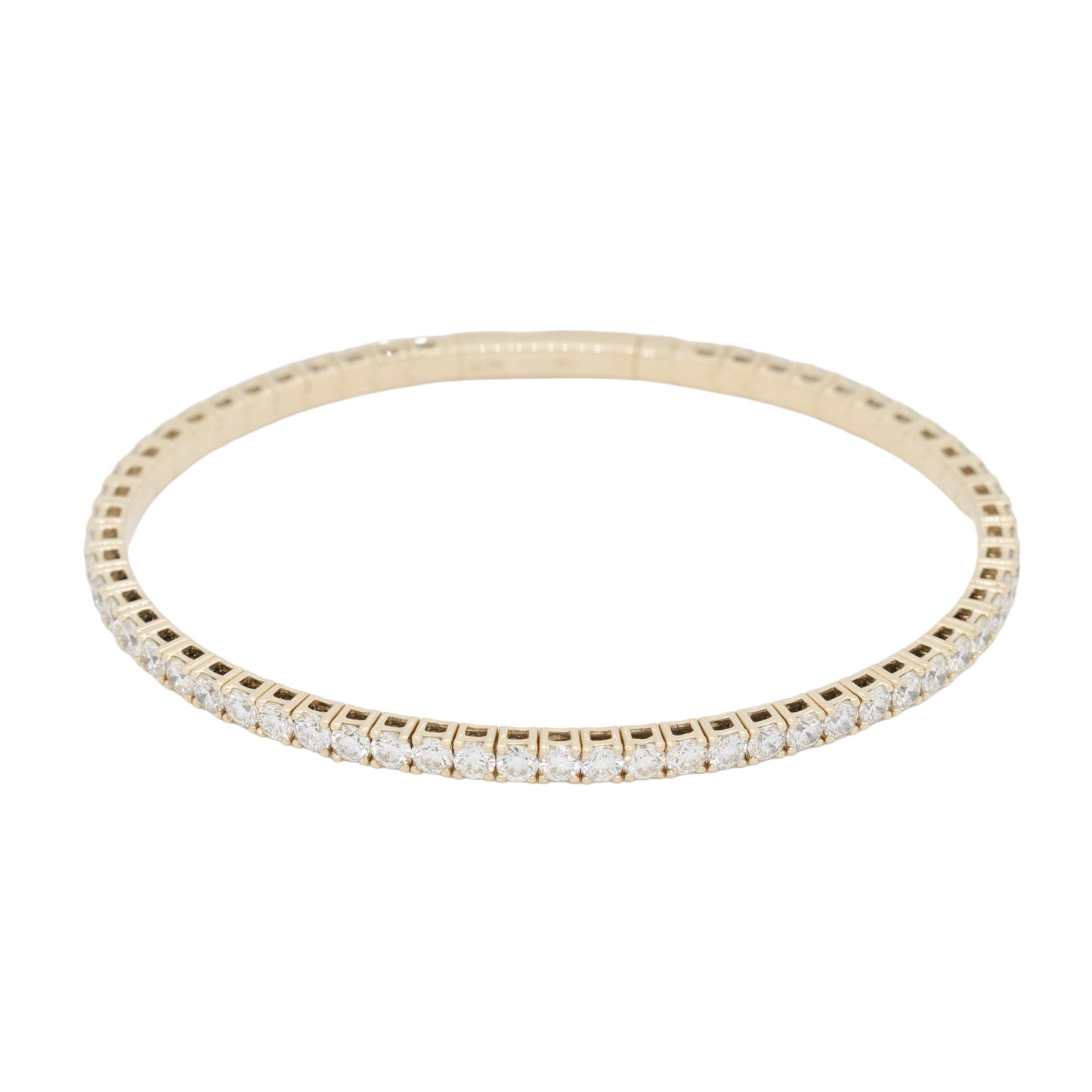 14k Yellow Gold 4.75 Natural Diamond Tennis Stretch Style Bangle Bracelet