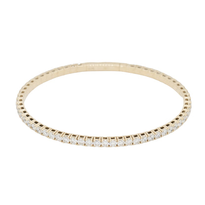 14k Yellow Gold 4.75 Natural Diamond Tennis Stretch Style Bangle Bracelet