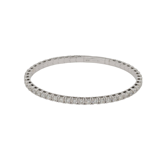 14k White Gold 5.0ctw Natural Diamond Tennis Stretch Style Bangle Bracelet