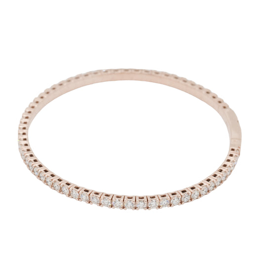 14k Rose Gold 2.84ctw Natural Diamond Tennis Stretch Style Bangle Bracelet