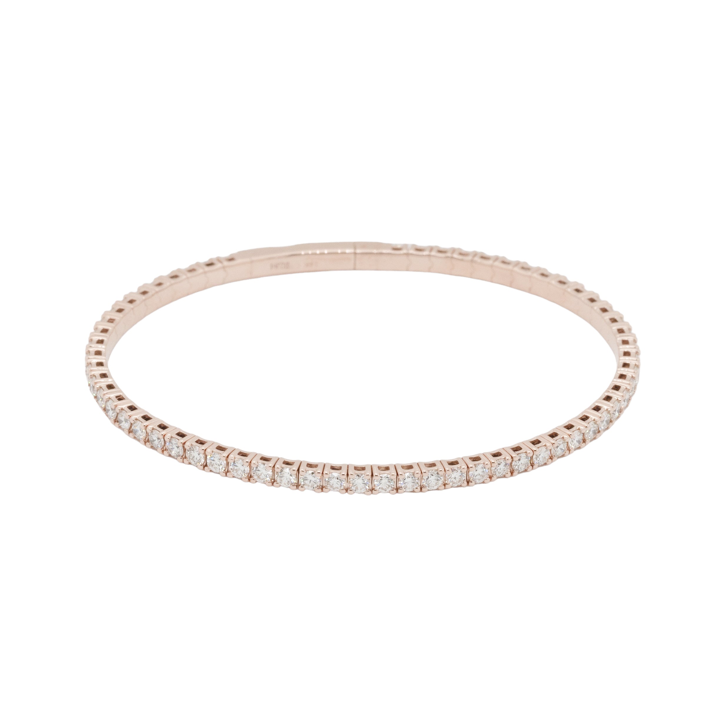 14k Rose Gold 2.84ctw Natural Diamond Tennis Stretch Style Bangle Bracelet