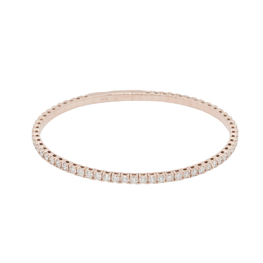 14k Rose Gold 2.84ctw Natural Diamond Tennis Stretch Style Bangle Bracelet