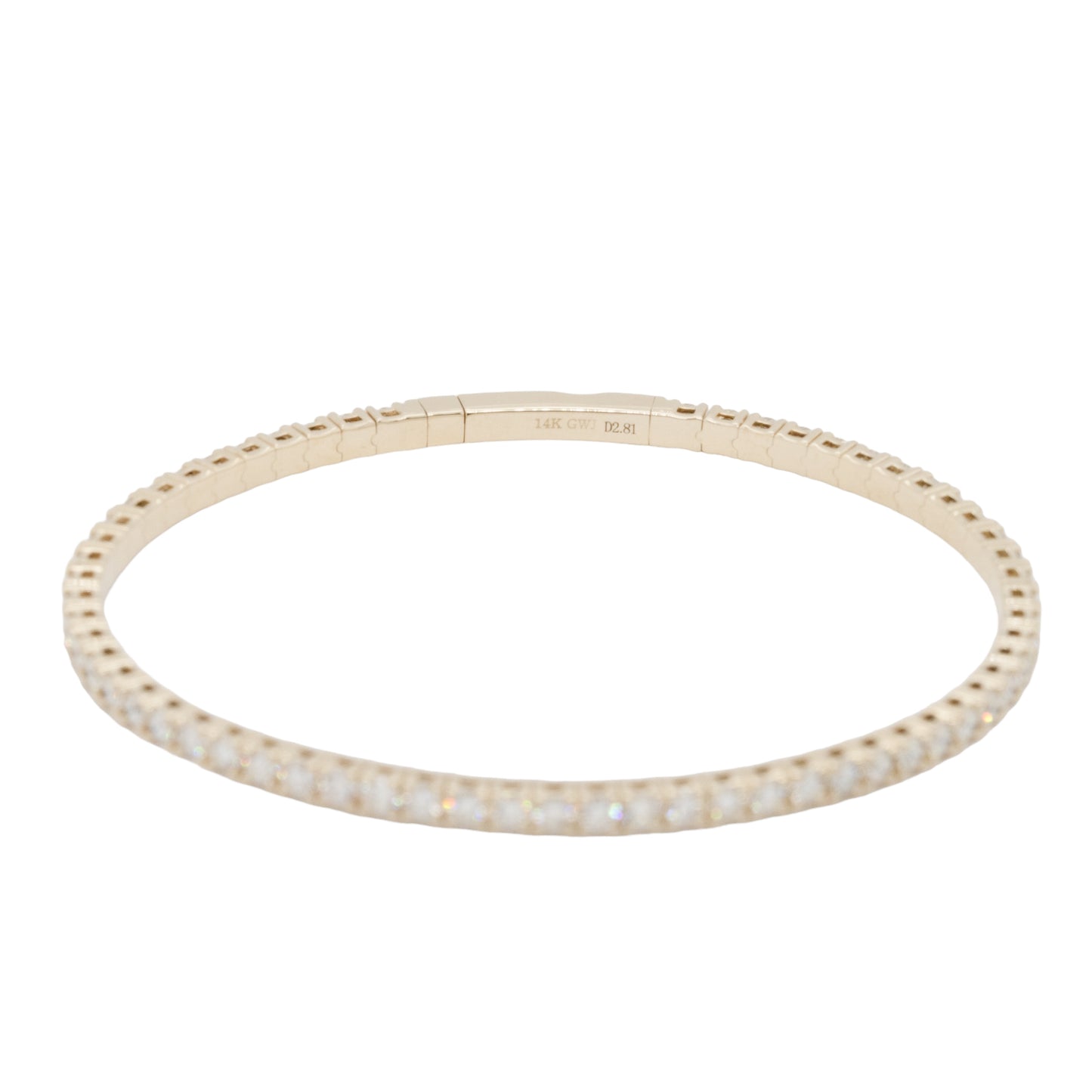 14k Yellow Gold 2.81ctw Natural Diamond Stretch Tennis Style Bangle Bracelet
