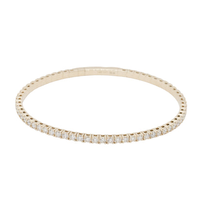 14k Yellow Gold 2.81ctw Natural Diamond Stretch Tennis Style Bangle Bracelet