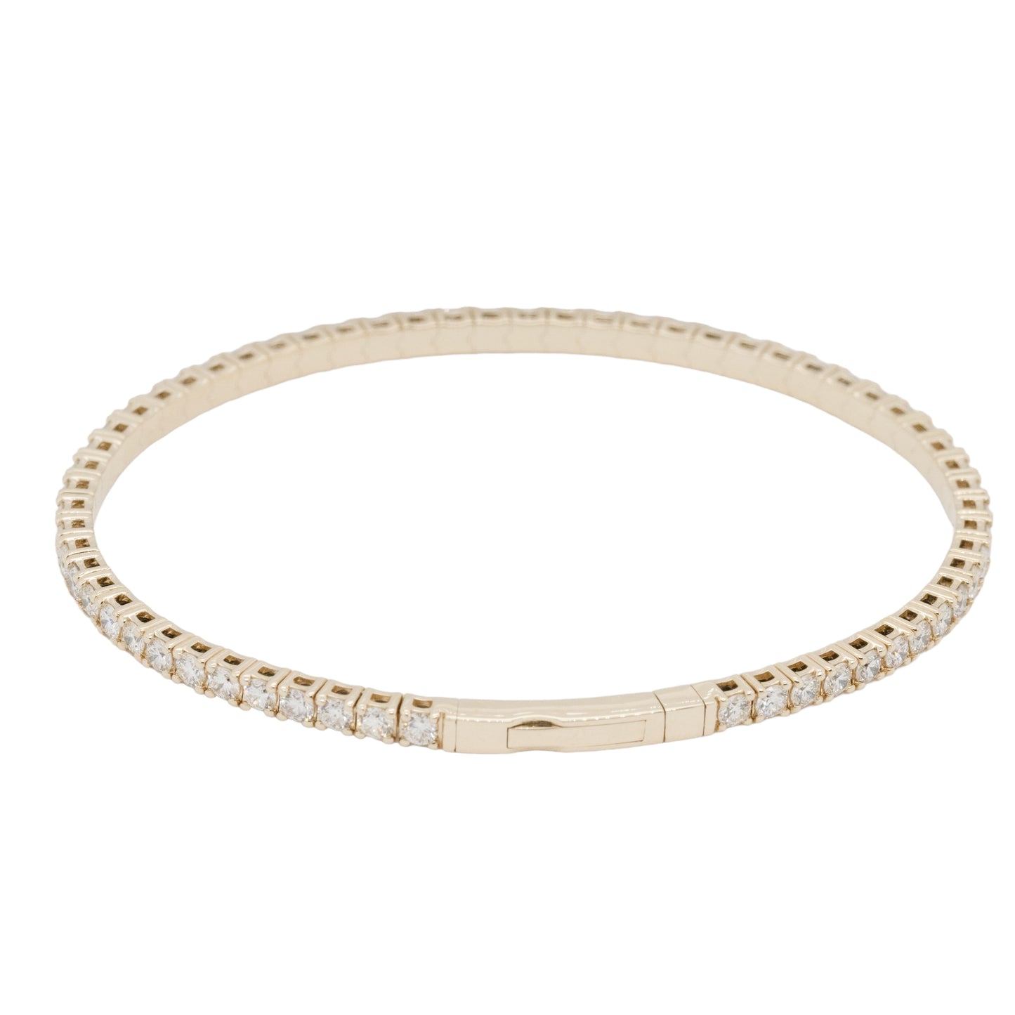 14k Yellow Gold 2.81ctw Natural Diamond Stretch Tennis Style Bangle Bracelet