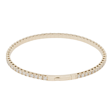 14k Yellow Gold 2.81ctw Natural Diamond Stretch Tennis Style Bangle Bracelet