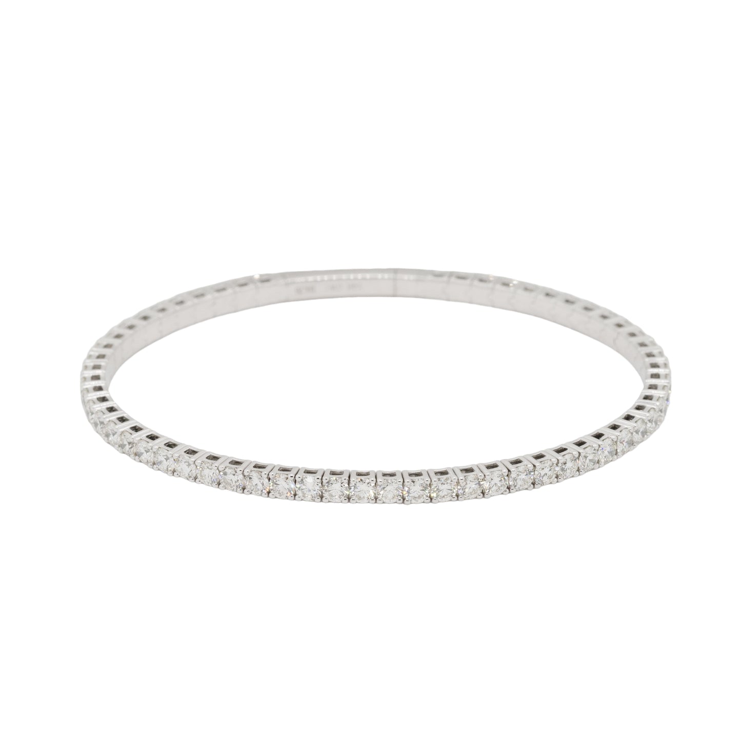 14k White Gold 4.76ctw Natural Diamond Stretch Bangle Bracelet