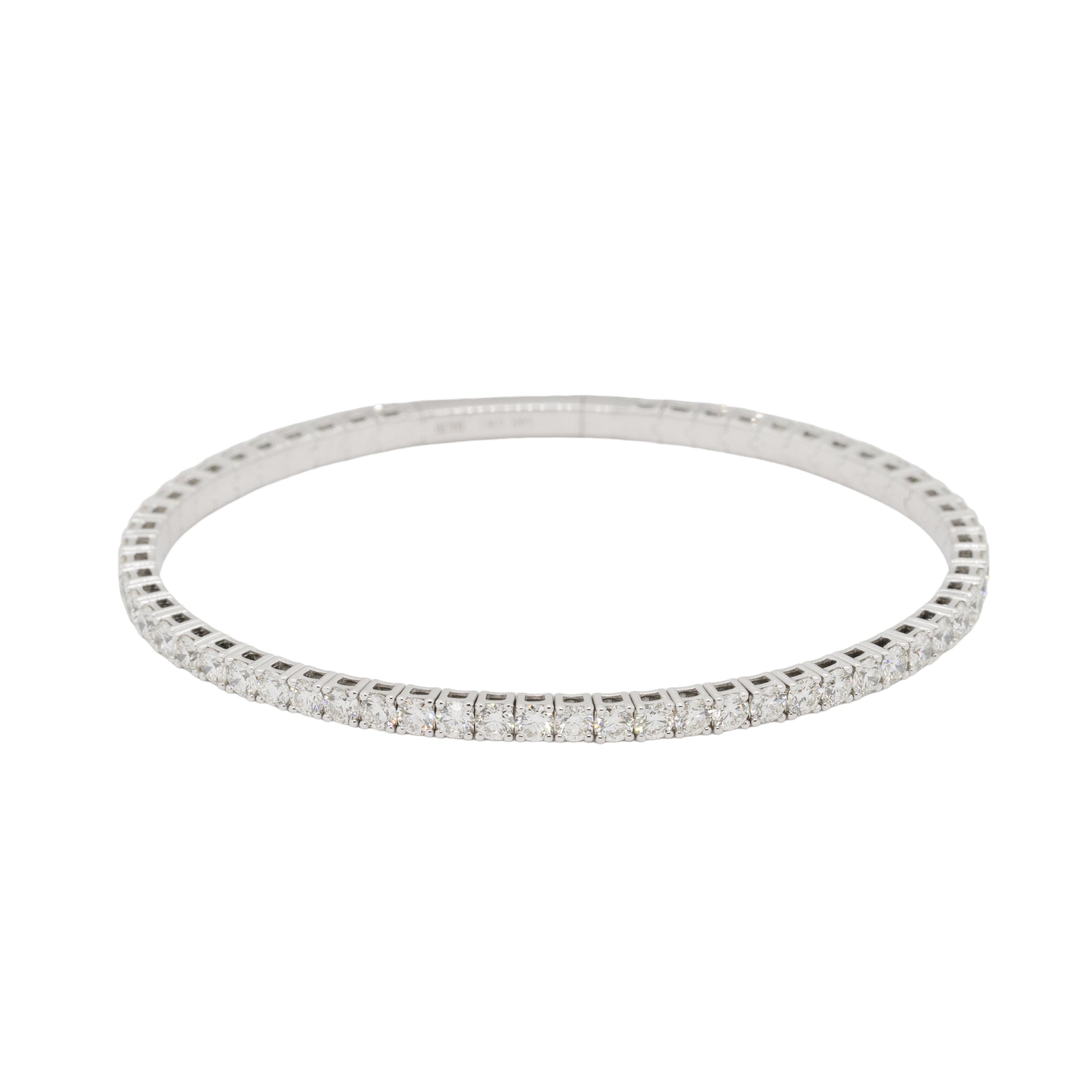 14k White Gold 4.76ctw Natural Diamond Stretch Bangle Bracelet