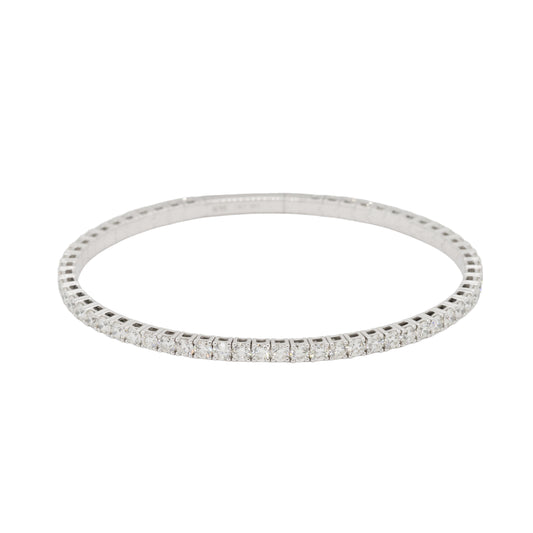 14k White Gold 4.76ctw Natural Diamond Stretch Bangle Bracelet