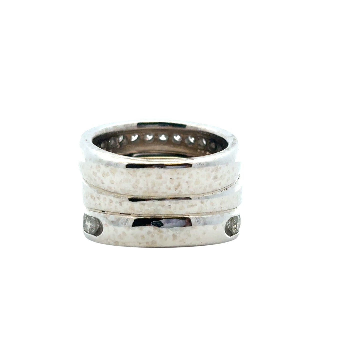 14k White Gold 3 Row Diamond Ring