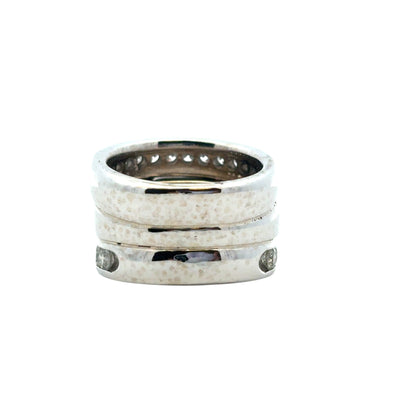14k White Gold 3 Row Diamond Ring