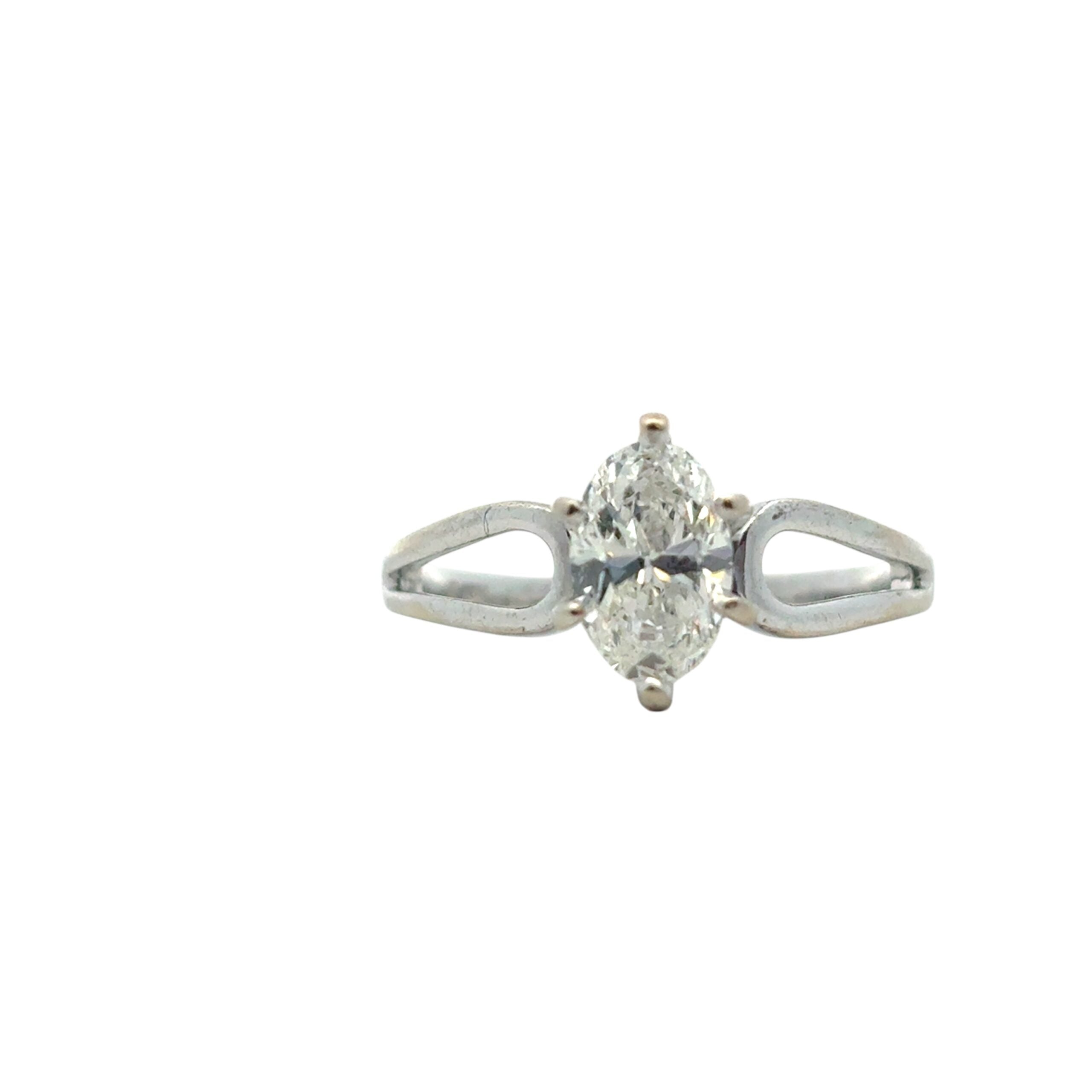 14k White Gold approx. 0.75 ct Natural Marquise Diamond Ring