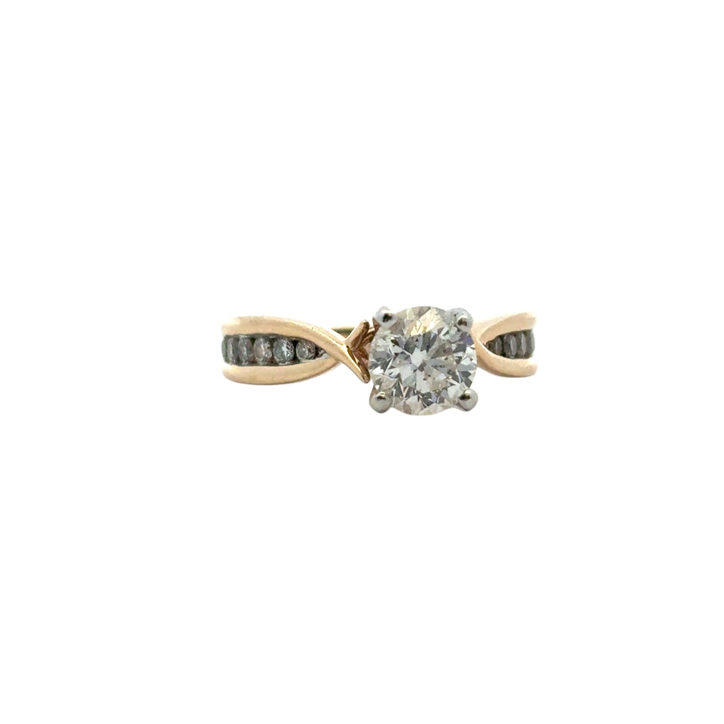 14k Yellow Gold approx. 0.90ctw Natural Round Diamond Engagement Ring