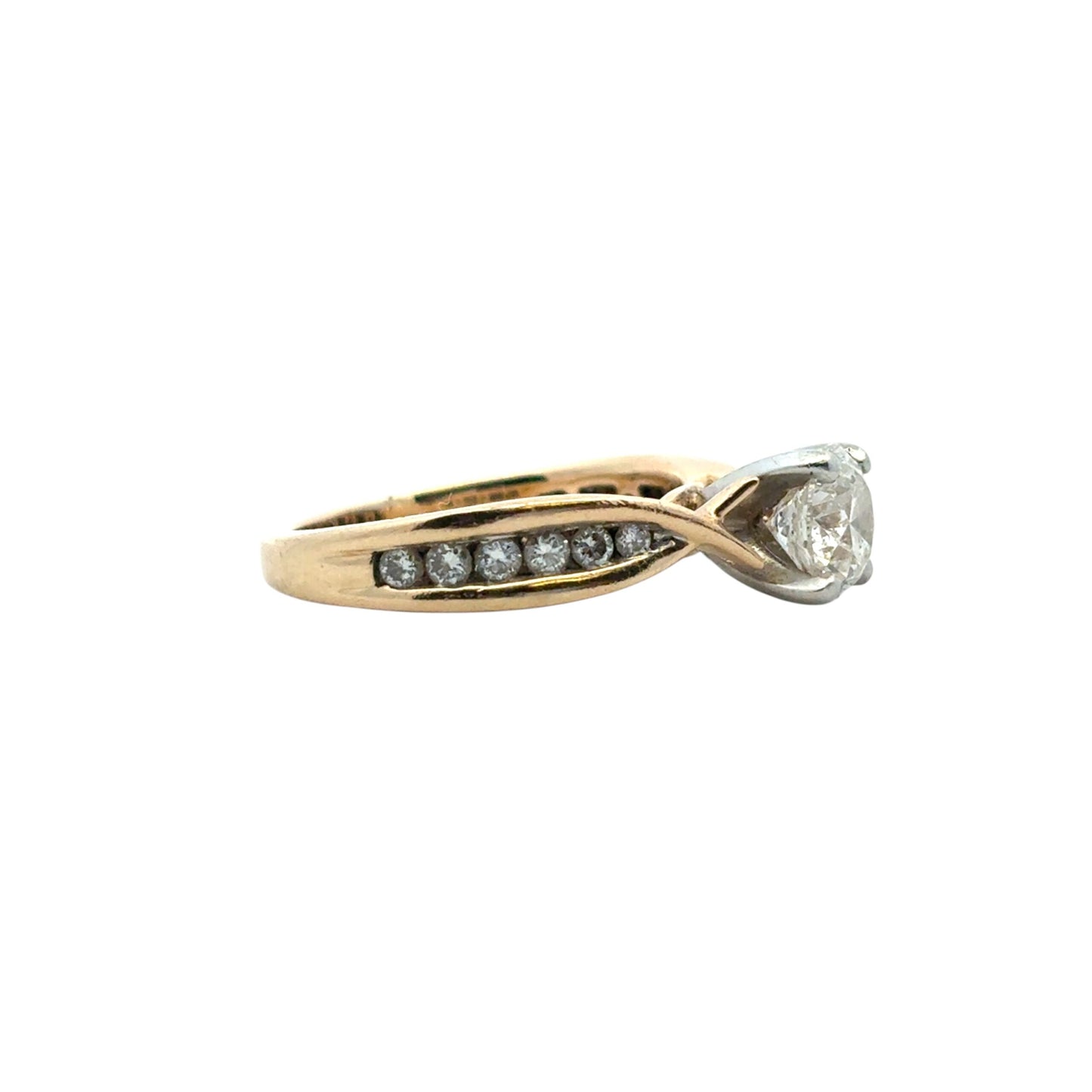 14k Yellow Gold approx. 0.90ctw Natural Round Diamond Engagement Ring