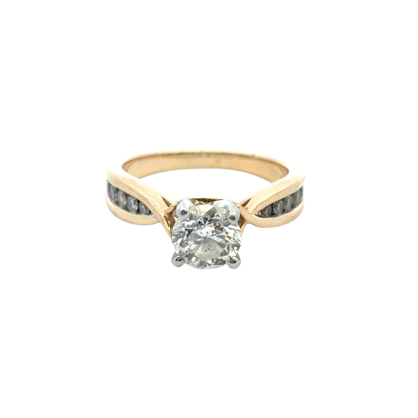 14k Yellow Gold approx. 0.90ctw Natural Round Diamond Engagement Ring