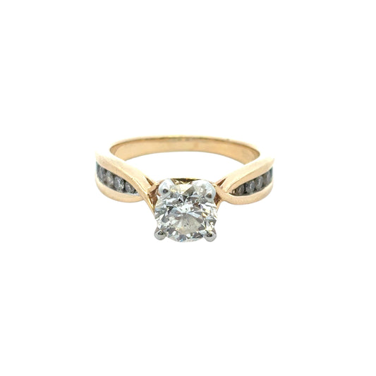 14k Yellow Gold approx. 0.90ctw Natural Round Diamond Engagement Ring
