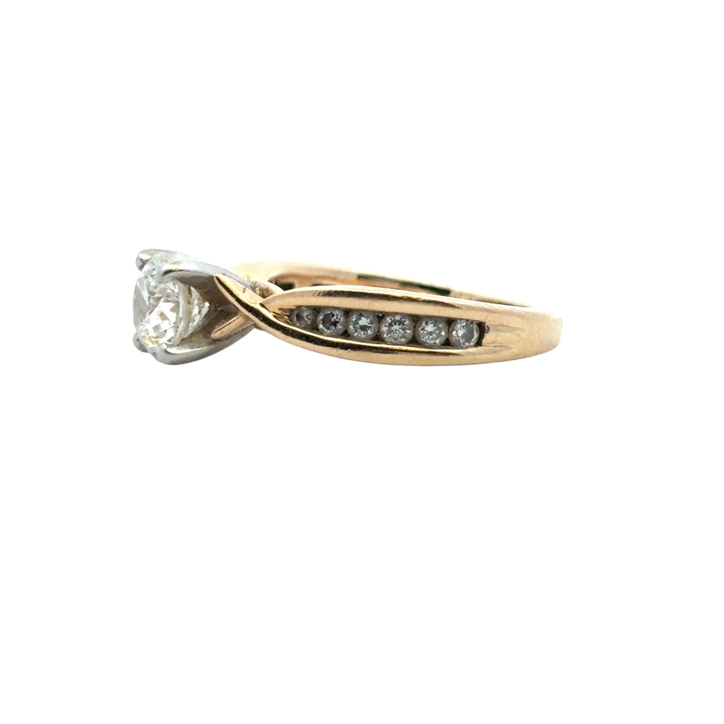 14k Yellow Gold approx. 0.90ctw Natural Round Diamond Engagement Ring