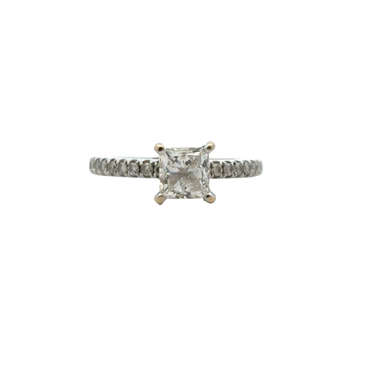 14k White Gold EGL Certified 0.91ct Princess Cut Diamond Engagement Ring