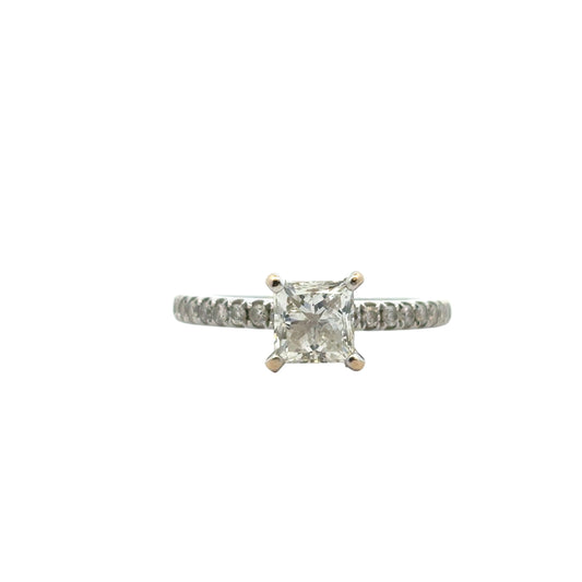 14k White Gold EGL Certified 0.91ct Princess Cut Diamond Engagement Ring