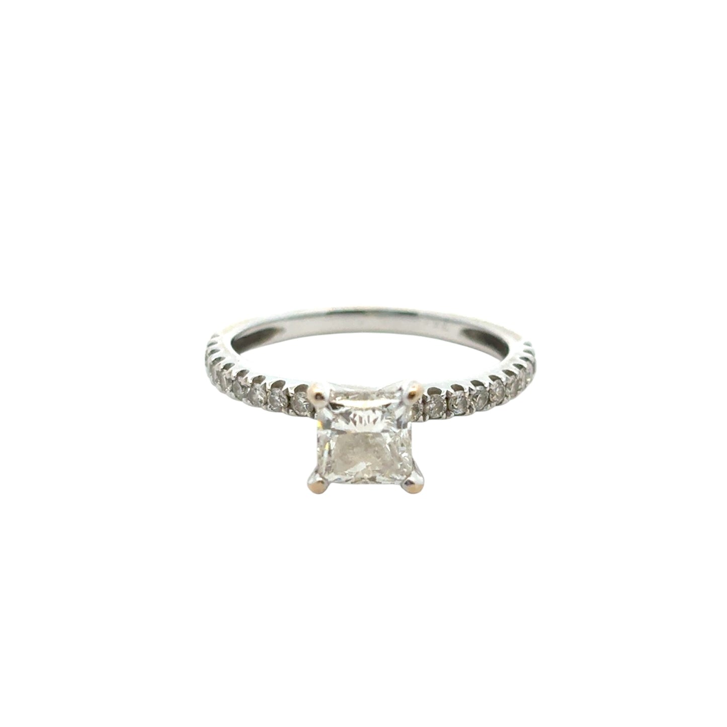 14k White Gold EGL Certified 0.91ct Princess Cut Diamond Engagement Ring