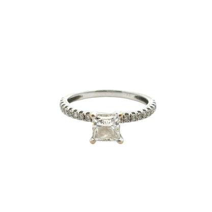 14k White Gold EGL Certified 0.91ct Princess Cut Diamond Engagement Ring