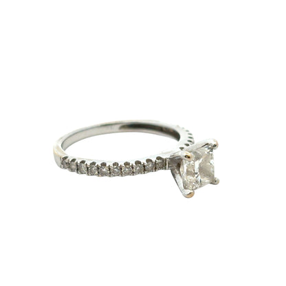 14k White Gold EGL Certified 0.91ct Princess Cut Diamond Engagement Ring