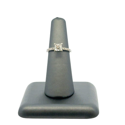 14k White Gold EGL Certified 0.91ct Princess Cut Diamond Engagement Ring