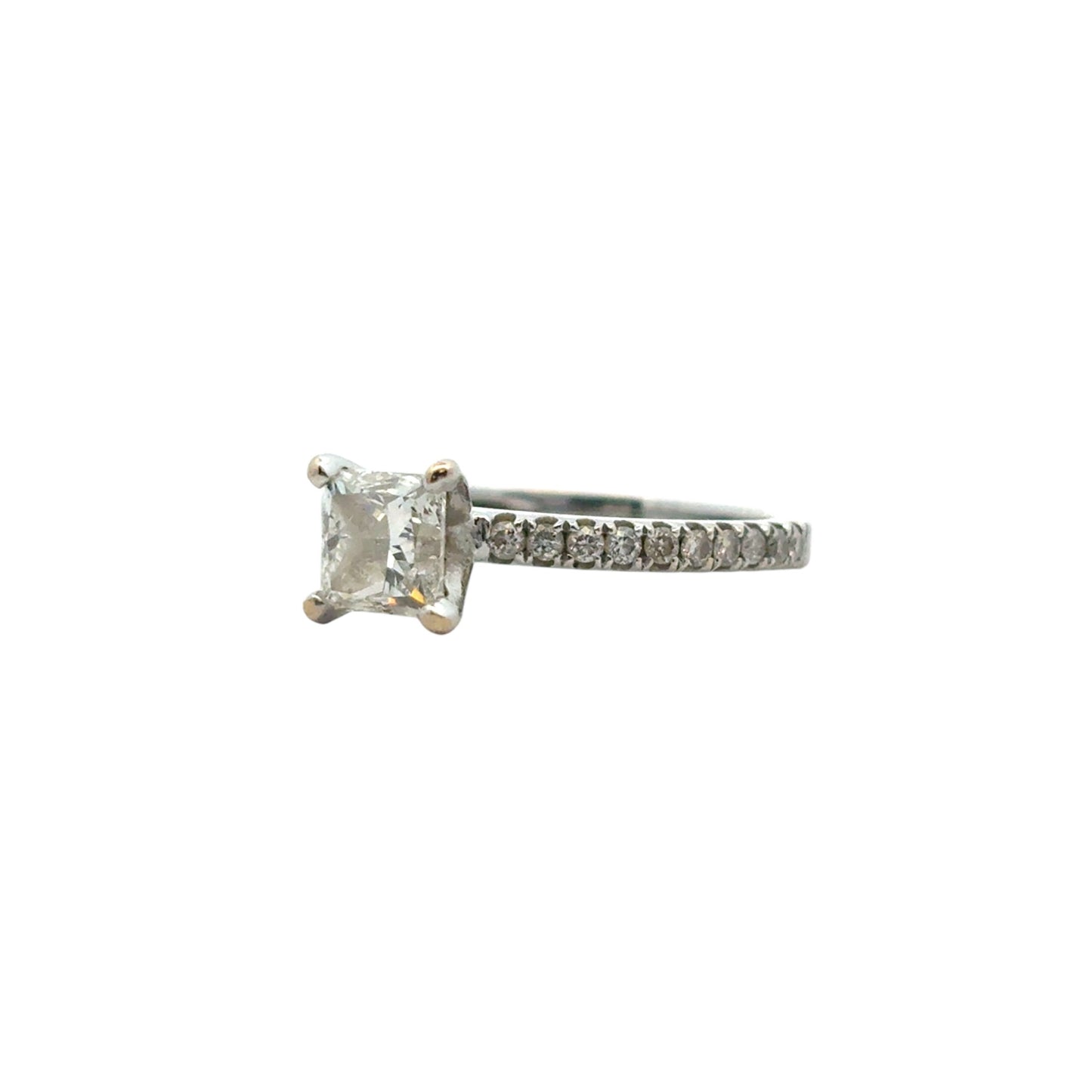 14k White Gold EGL Certified 0.91ct Princess Cut Diamond Engagement Ring
