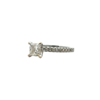 14k White Gold EGL Certified 0.91ct Princess Cut Diamond Engagement Ring