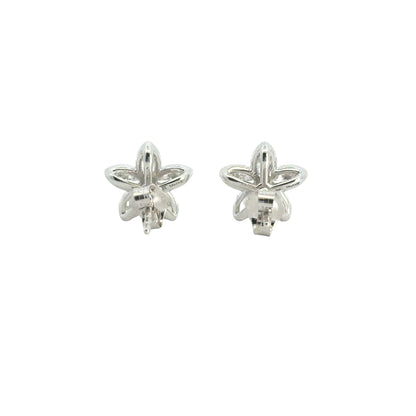 14k White Gold 0.96ctw Diamond Flower Shaped Stud Earrings