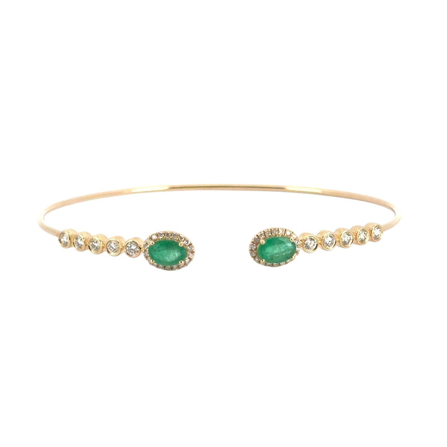 14k Yellow Gold 0.53ctw Round Brilliant Diamond and 0.88ctw Emerald Bracelet