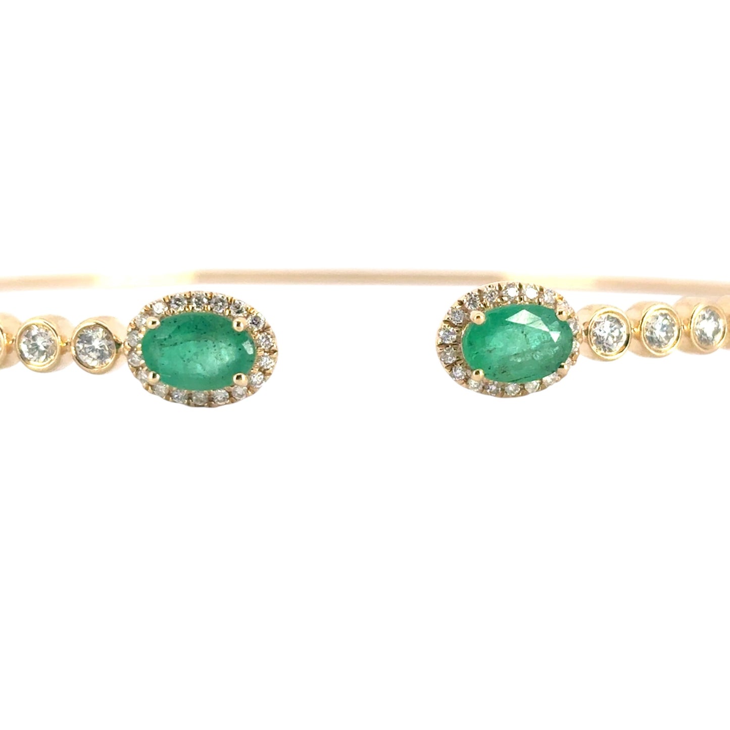 14k Yellow Gold 0.53ctw Round Brilliant Diamond and 0.88ctw Emerald Bracelet